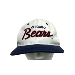 Vintage Chicago Bears Snapback Hat By Team NFL White & Navy Adjustable Cap